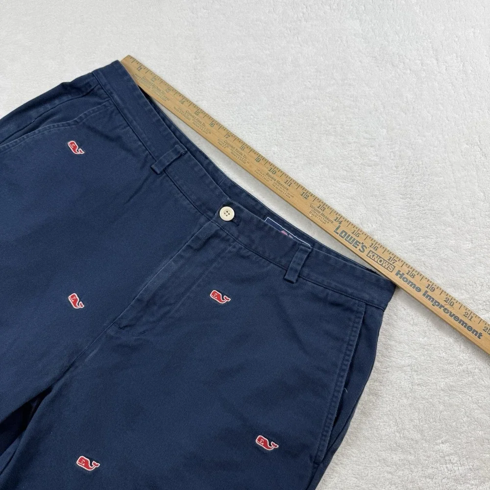 Vineyard Vines Breaker Chino Shorts Men's 36 Navy Blue Whale Red Embroidered